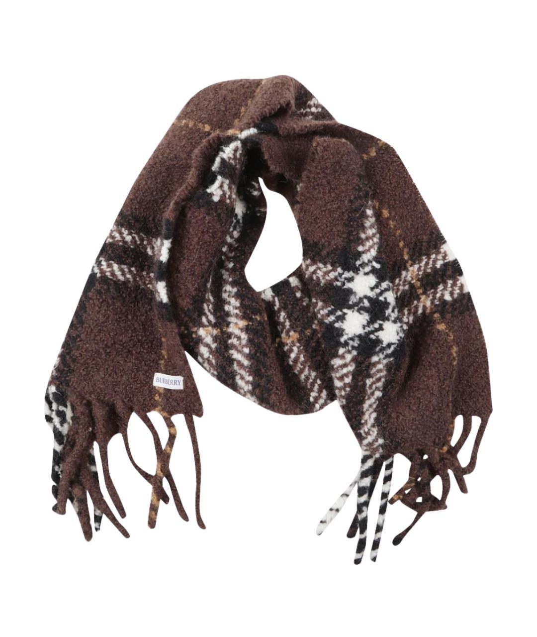 BURBERRY Коричневый шерстяной шарф, фото 2