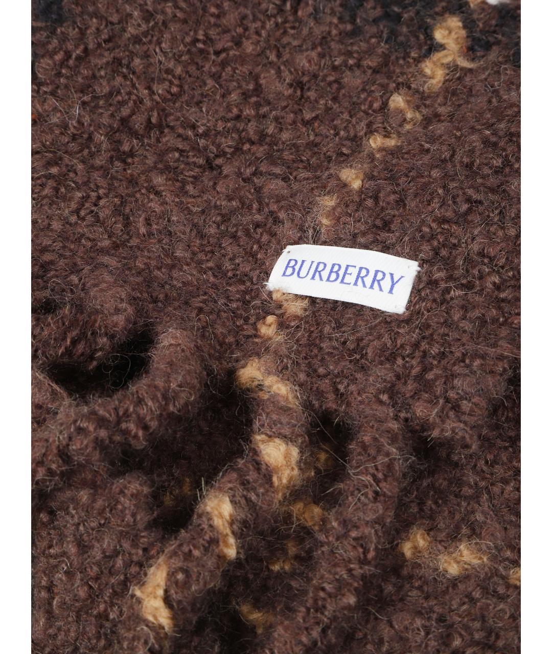 BURBERRY Коричневый шерстяной шарф, фото 3