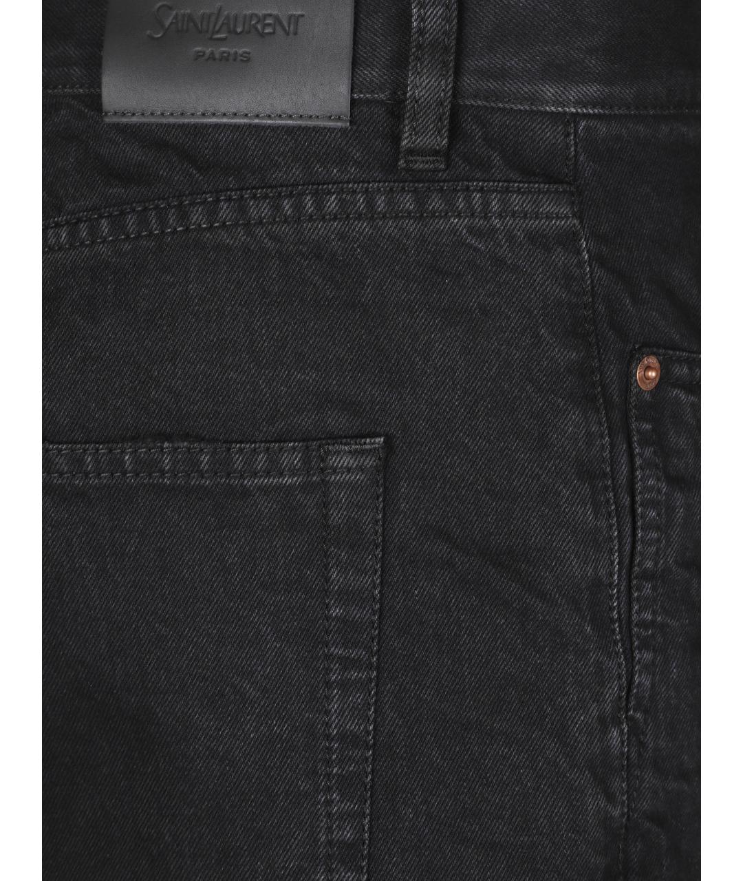 SAINT LAURENT Черные хлопковые прямые джинсы, фото 2