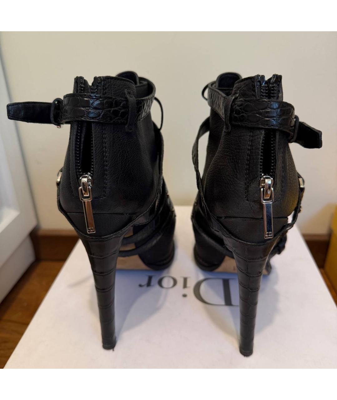 CHRISTIAN DIOR Черные кожаные ботильоны, фото 4