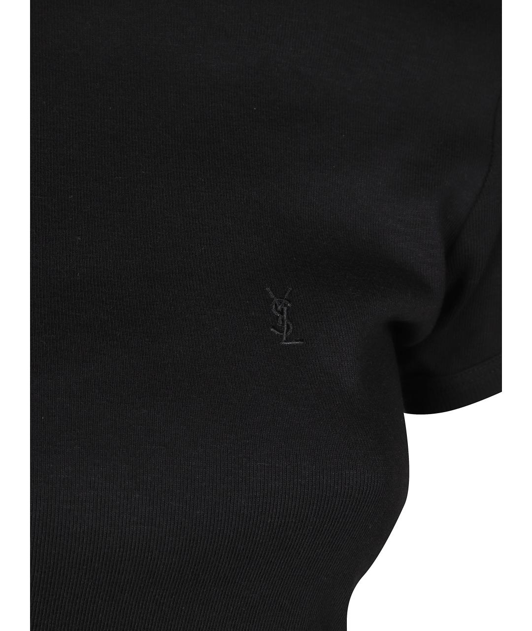 SAINT LAURENT Черная хлопковая футболка, фото 2