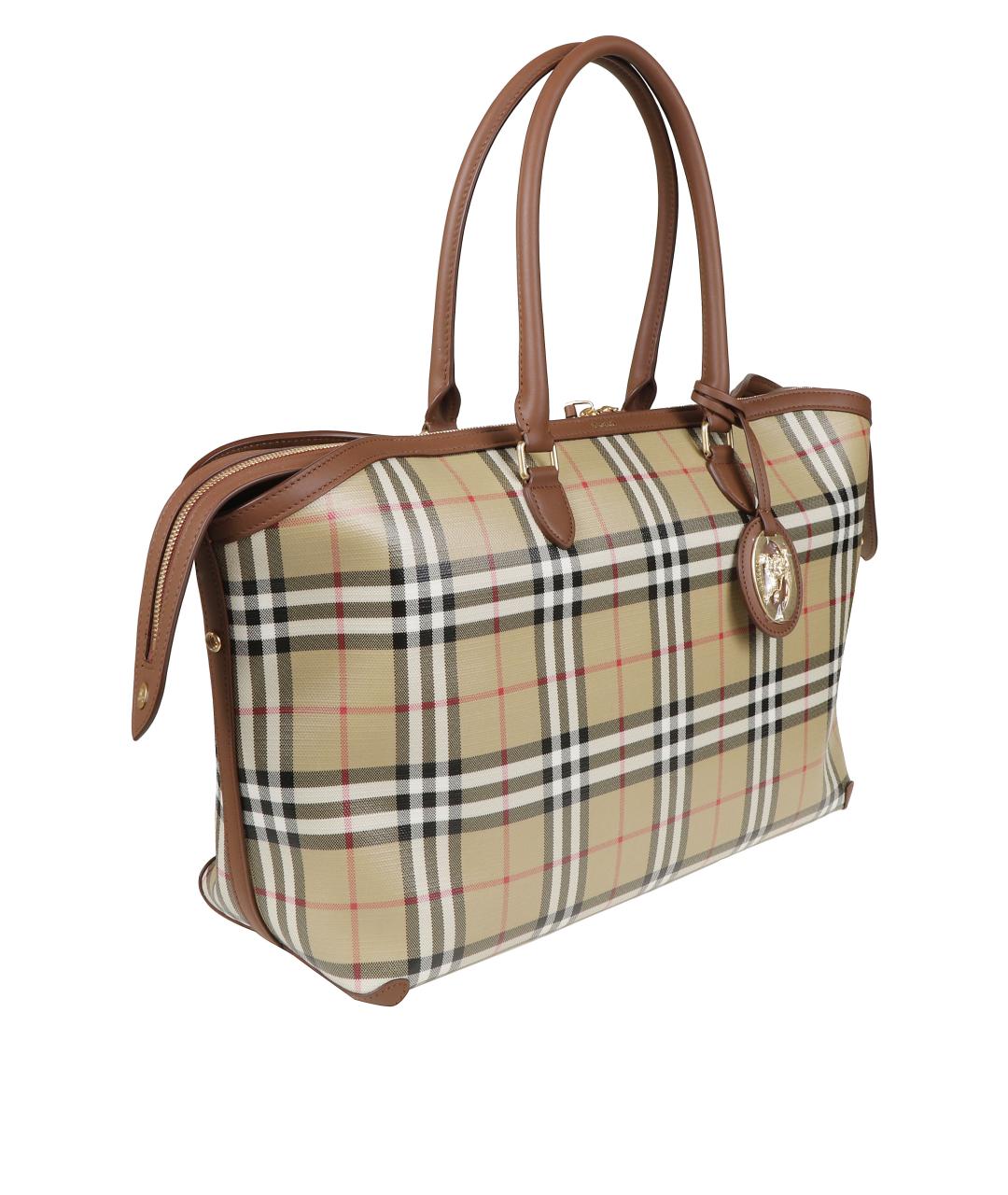 BURBERRY Бежевая сумка тоут из канвы, фото 3