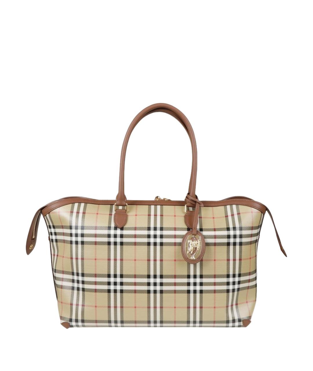 BURBERRY Бежевая сумка тоут из канвы, фото 1