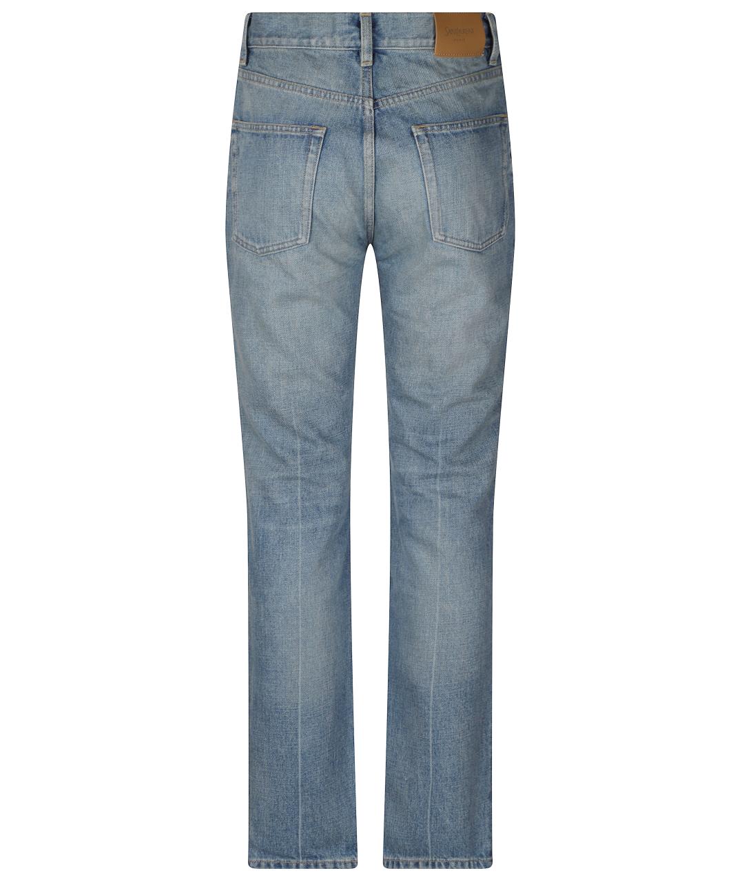 SAINT LAURENT Голубые хлопковые прямые джинсы, фото 4