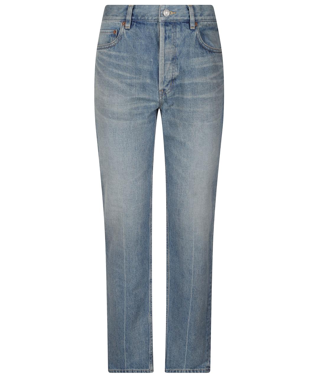 SAINT LAURENT Голубые хлопковые прямые джинсы, фото 1