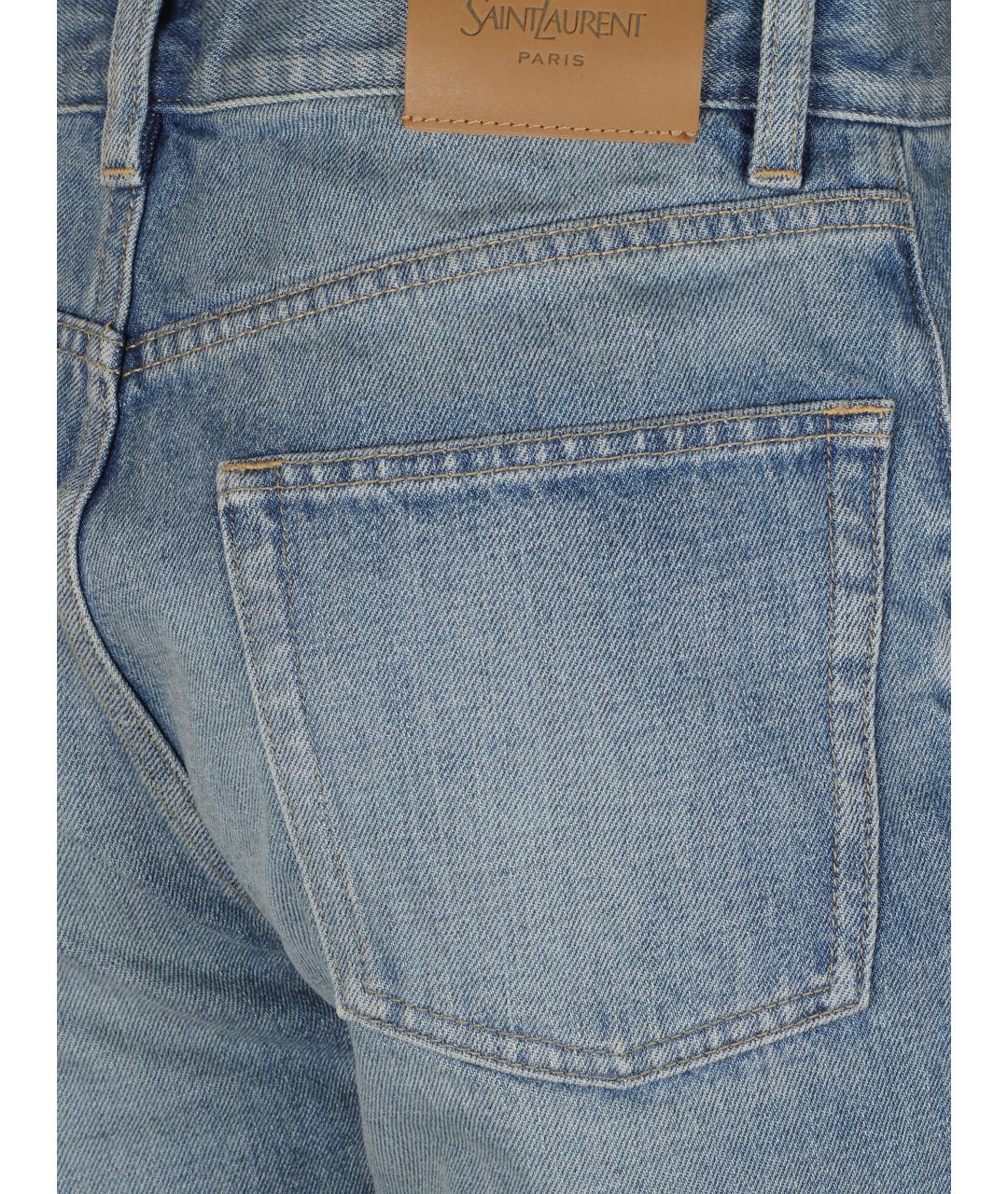 SAINT LAURENT Голубые хлопковые прямые джинсы, фото 3