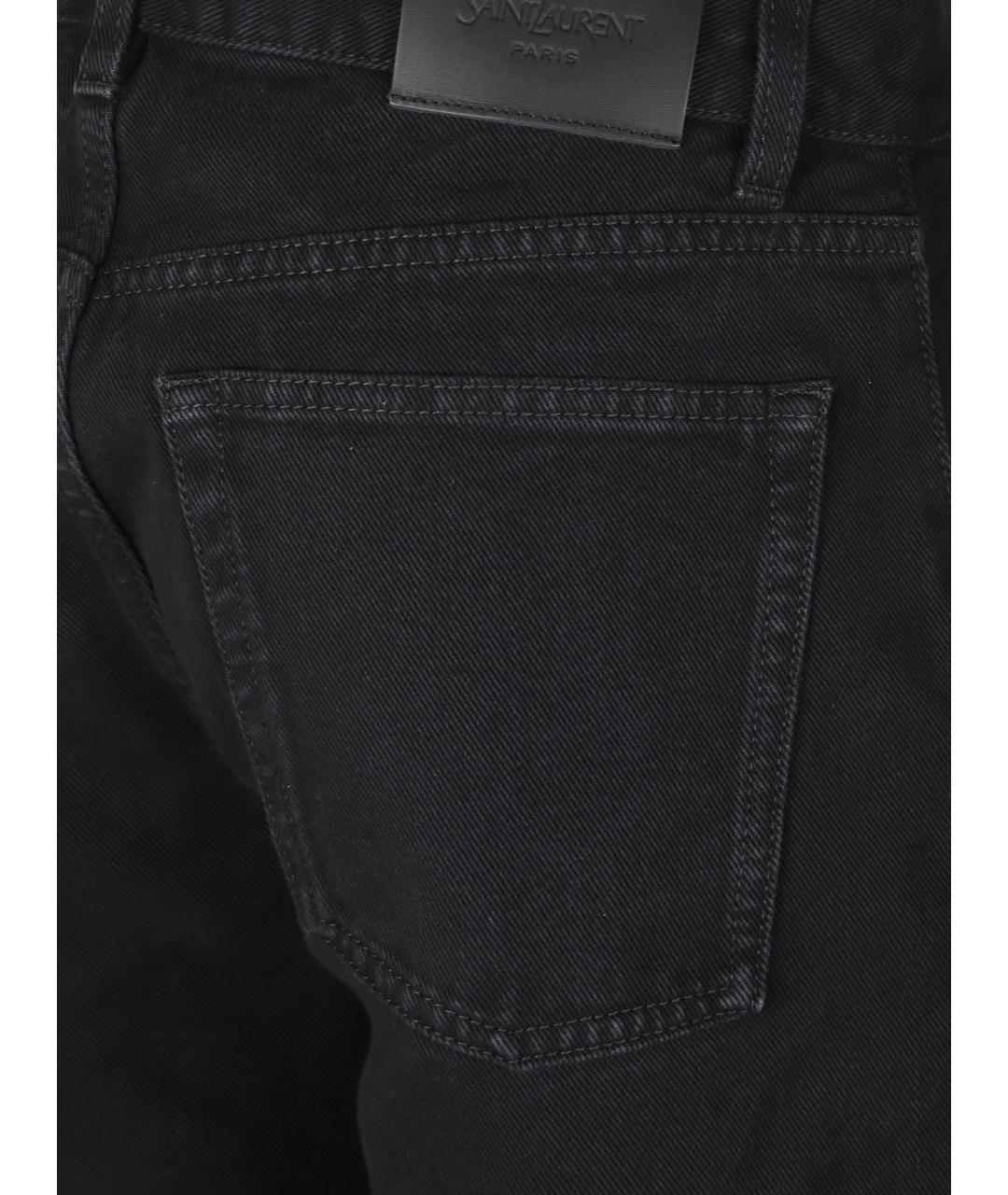 SAINT LAURENT Черные хлопковые прямые джинсы, фото 3