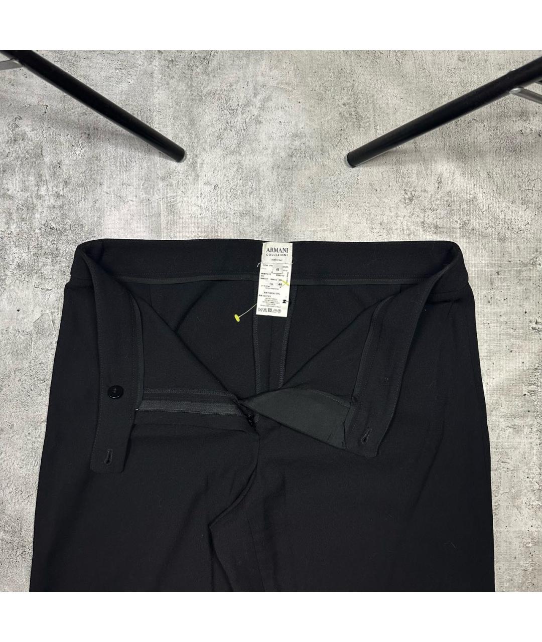 ARMANI COLLEZIONI Черные шерстяные брюки широкие, фото 4