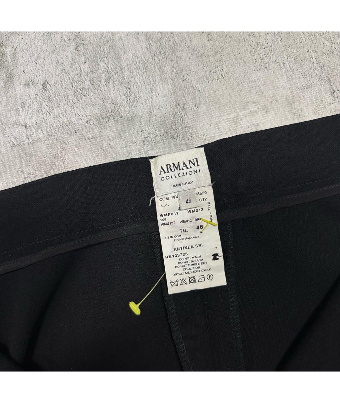ARMANI COLLEZIONI Черные шерстяные брюки широкие, фото 5