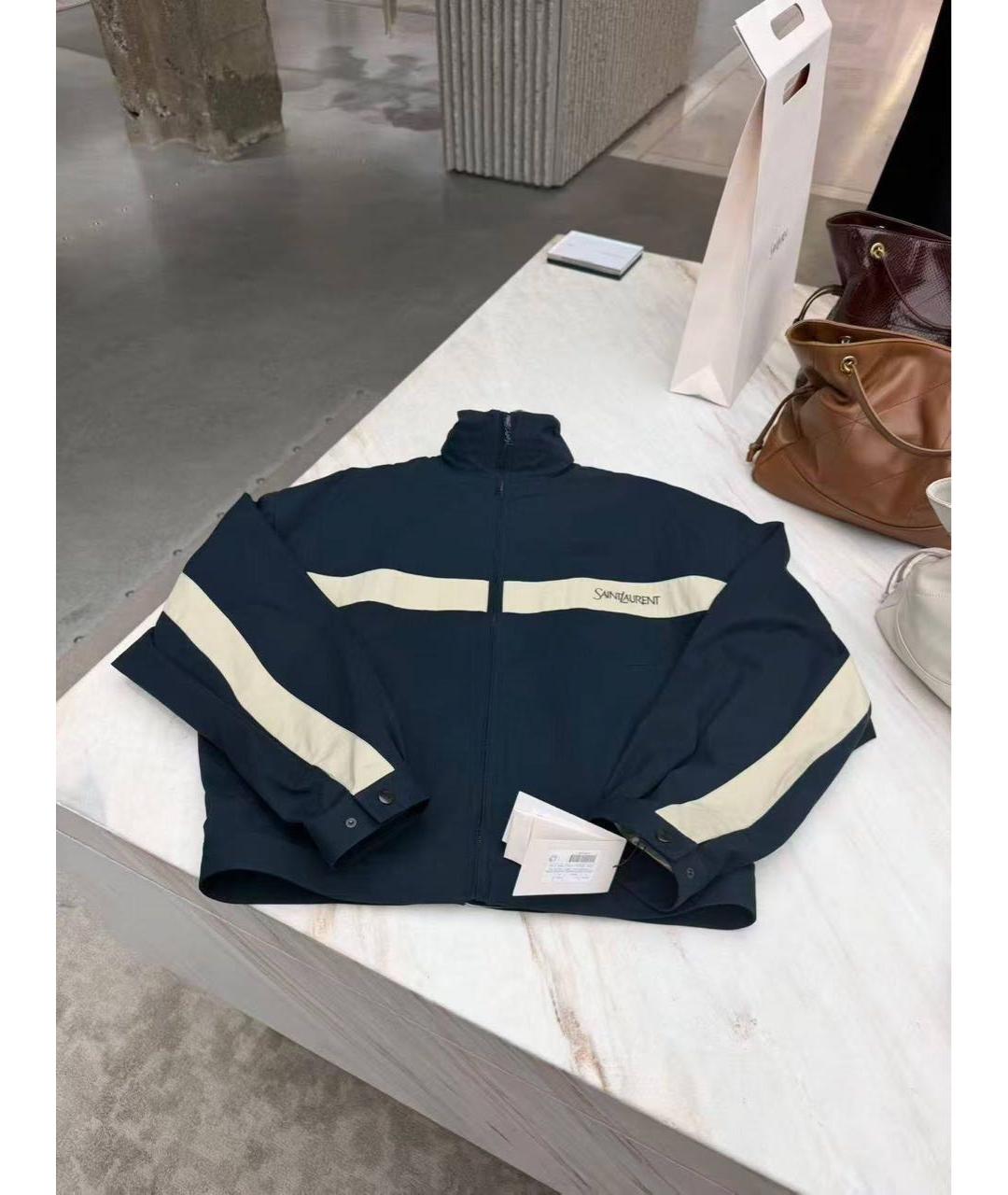 SAINT LAURENT Темно-синяя хлопковая куртка, фото 4