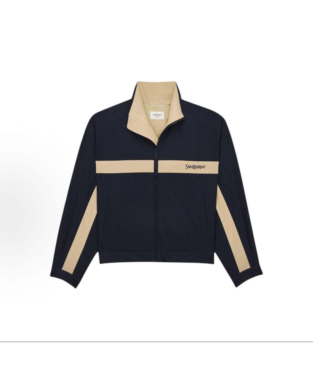 SAINT LAURENT Темно-синяя хлопковая куртка, фото 2