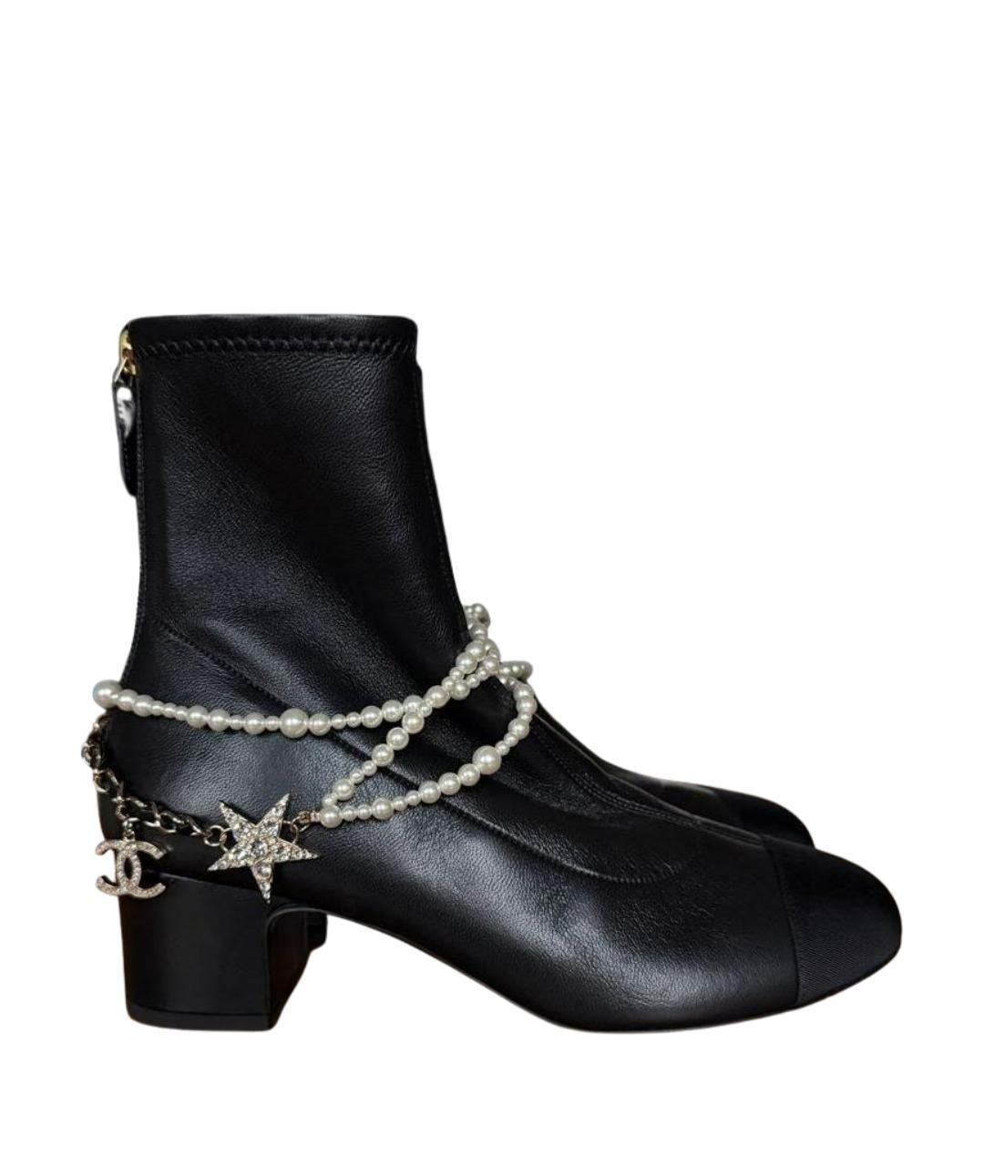 CHANEL Черные кожаные ботильоны, фото 1