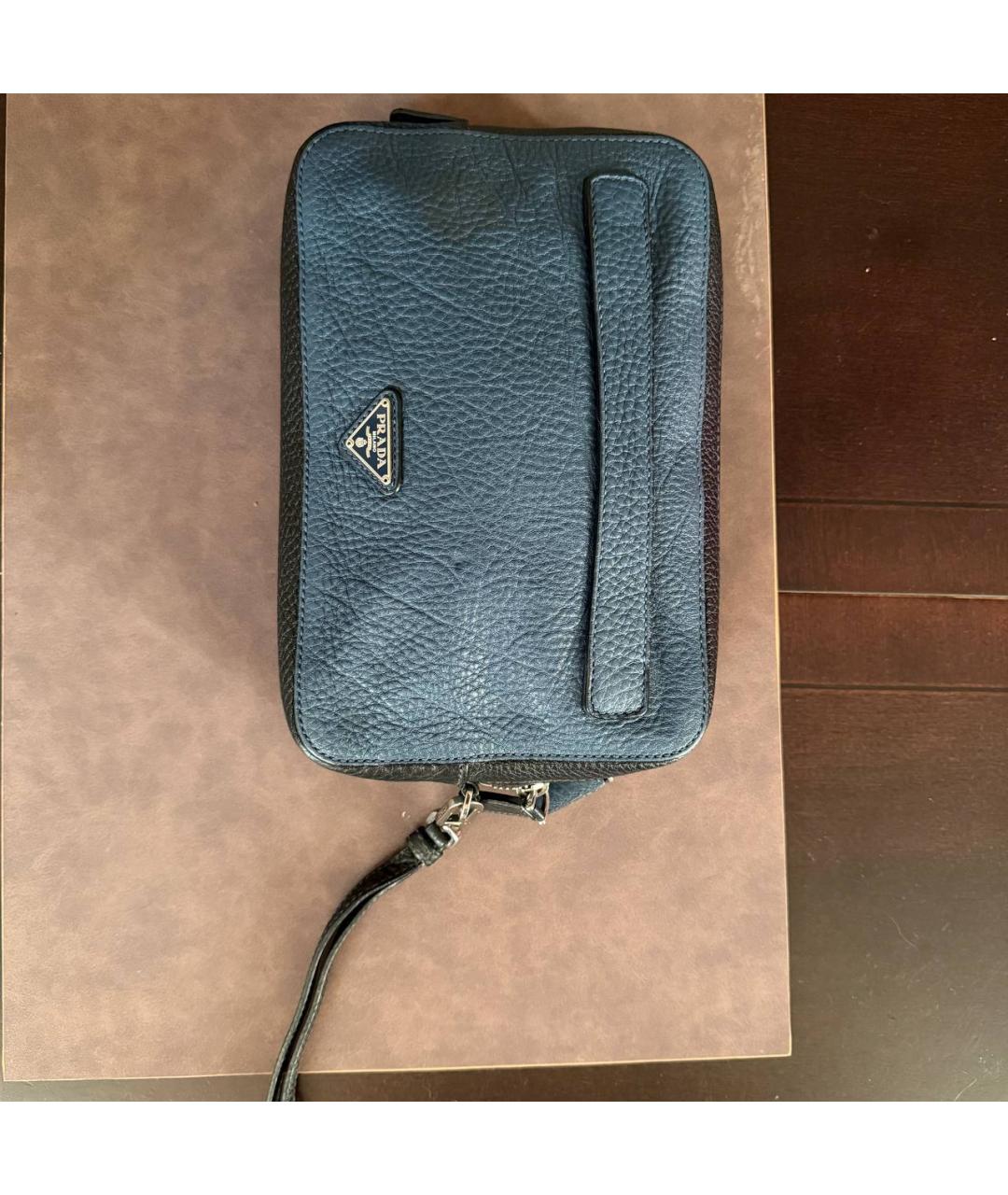 PRADA Синяя кожаная барсетка, фото 7