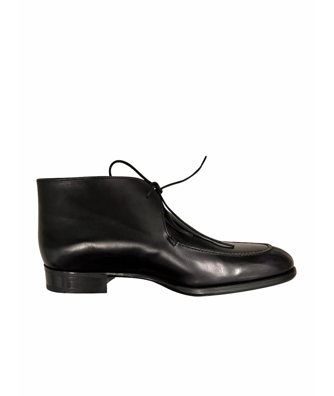 JOHN LOBB Черные кожаные низкие ботинки, фото 1