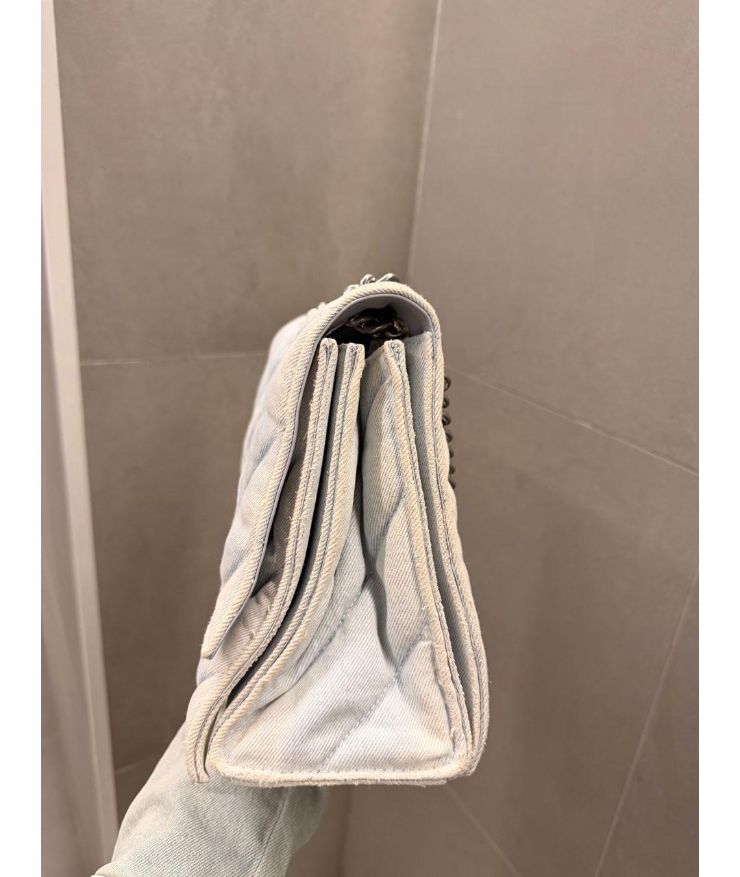 BALENCIAGA Голубая деним сумка с короткими ручками, фото 3
