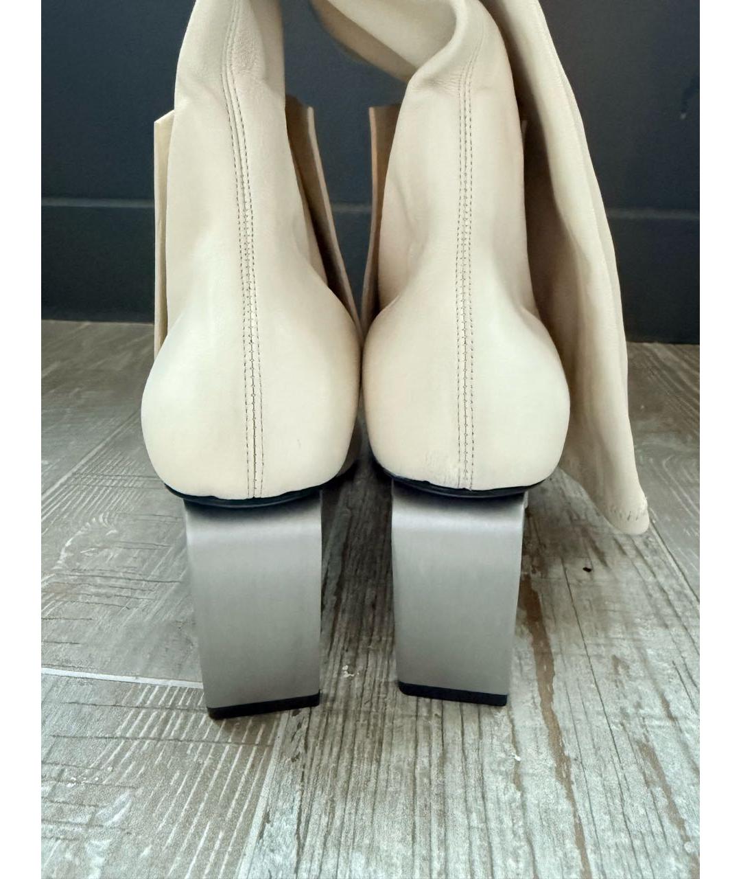 JIL SANDER Белые кожаные сапоги, фото 4