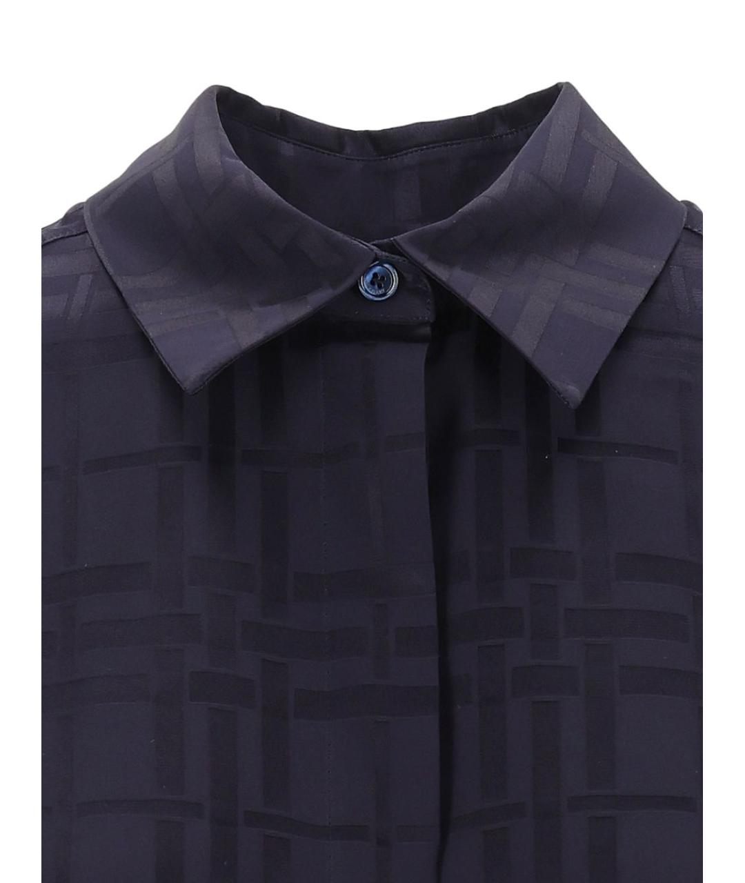 BURBERRY Темно-синяя шелковая рубашка, фото 3