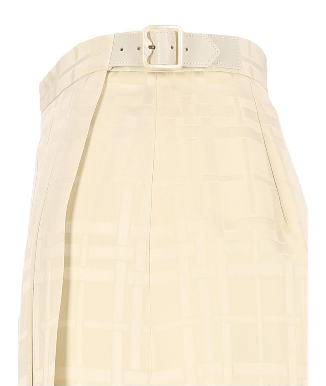 BURBERRY Бежевая шелковая юбка миди, фото 3