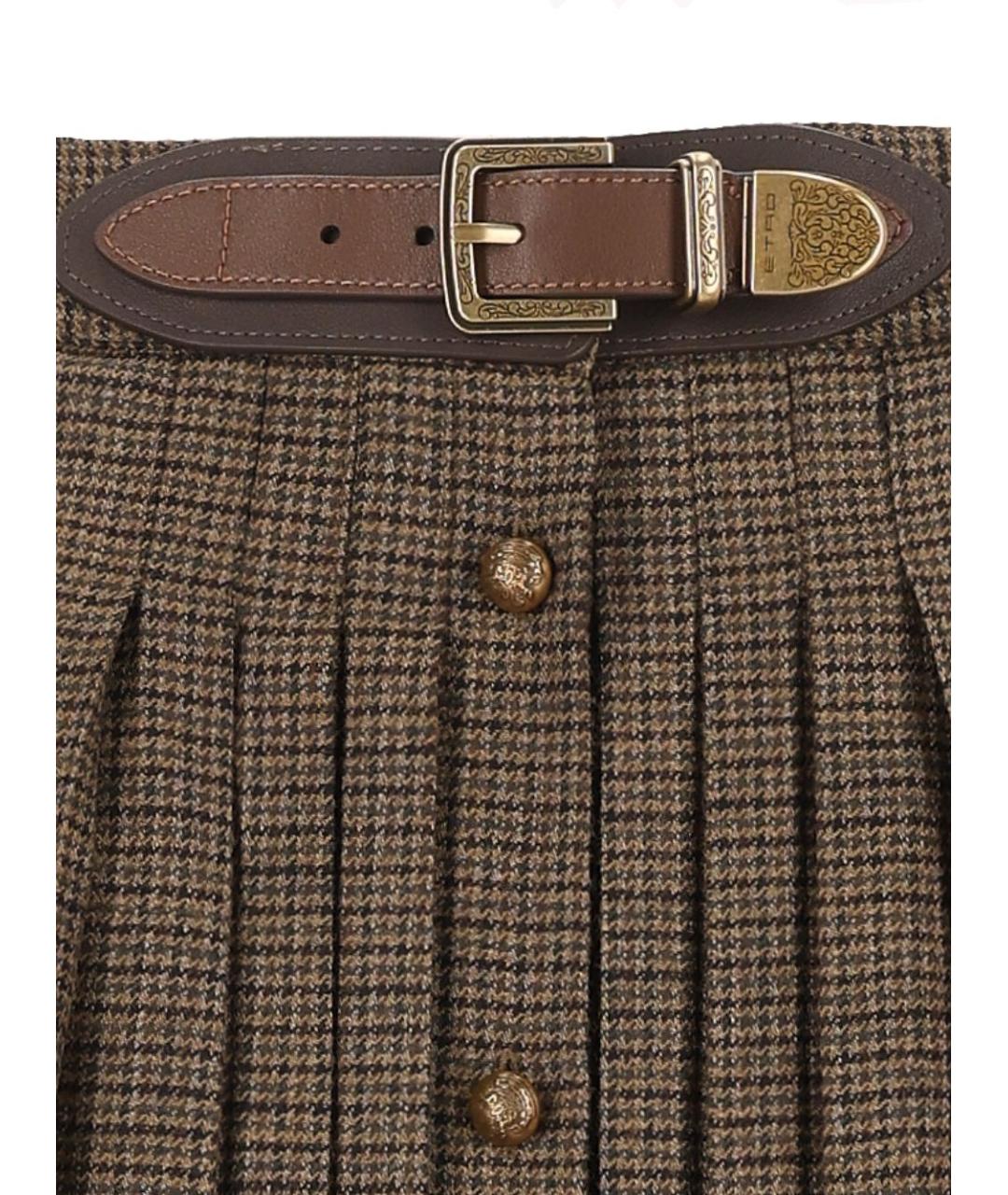 ETRO Коричневая шерстяная юбка макси, фото 3