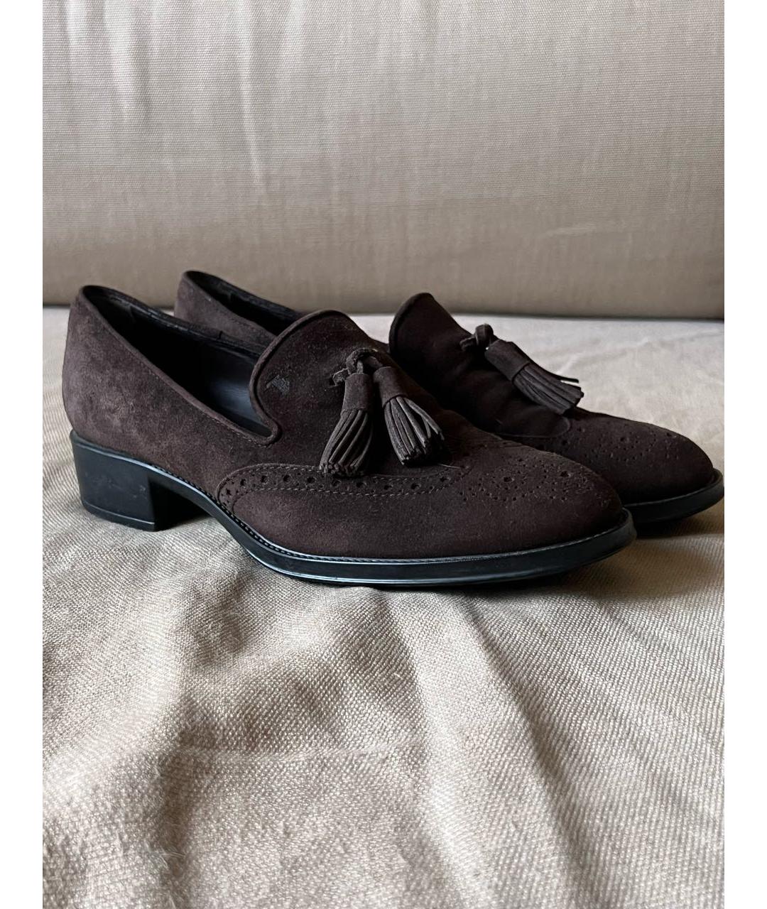 TOD'S Коричневые замшевые лоферы, фото 6