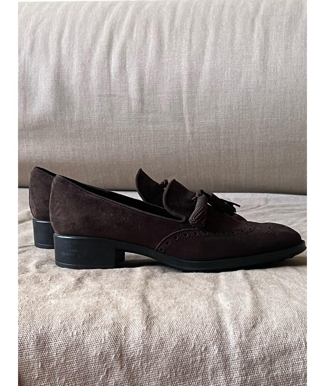 TOD'S Коричневые замшевые лоферы, фото 9