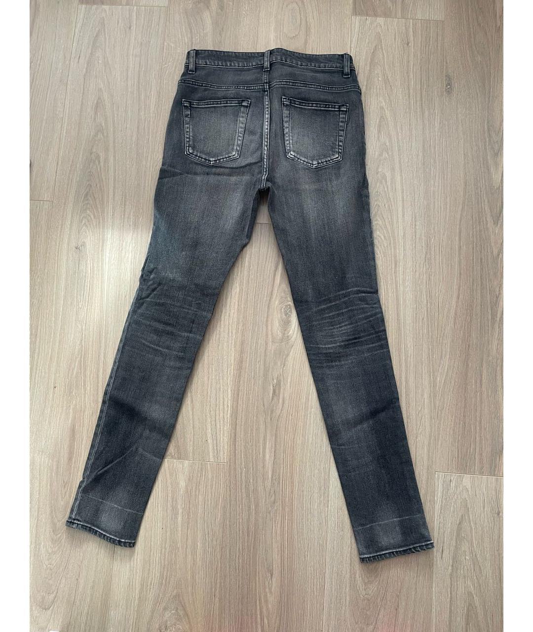 SAINT LAURENT Антрацитовые хлопковые джинсы слим, фото 2