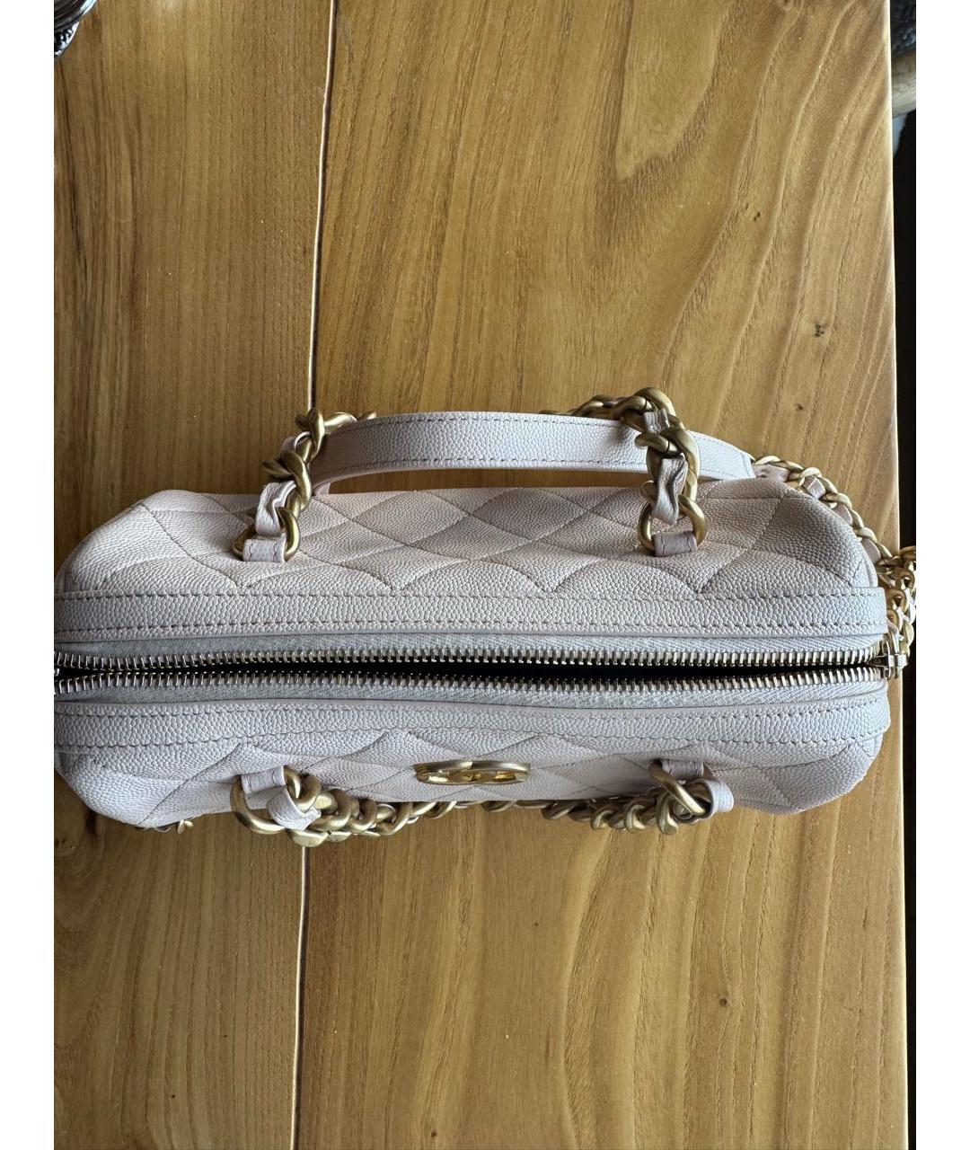 CHANEL Розовая кожаная сумка с короткими ручками, фото 8