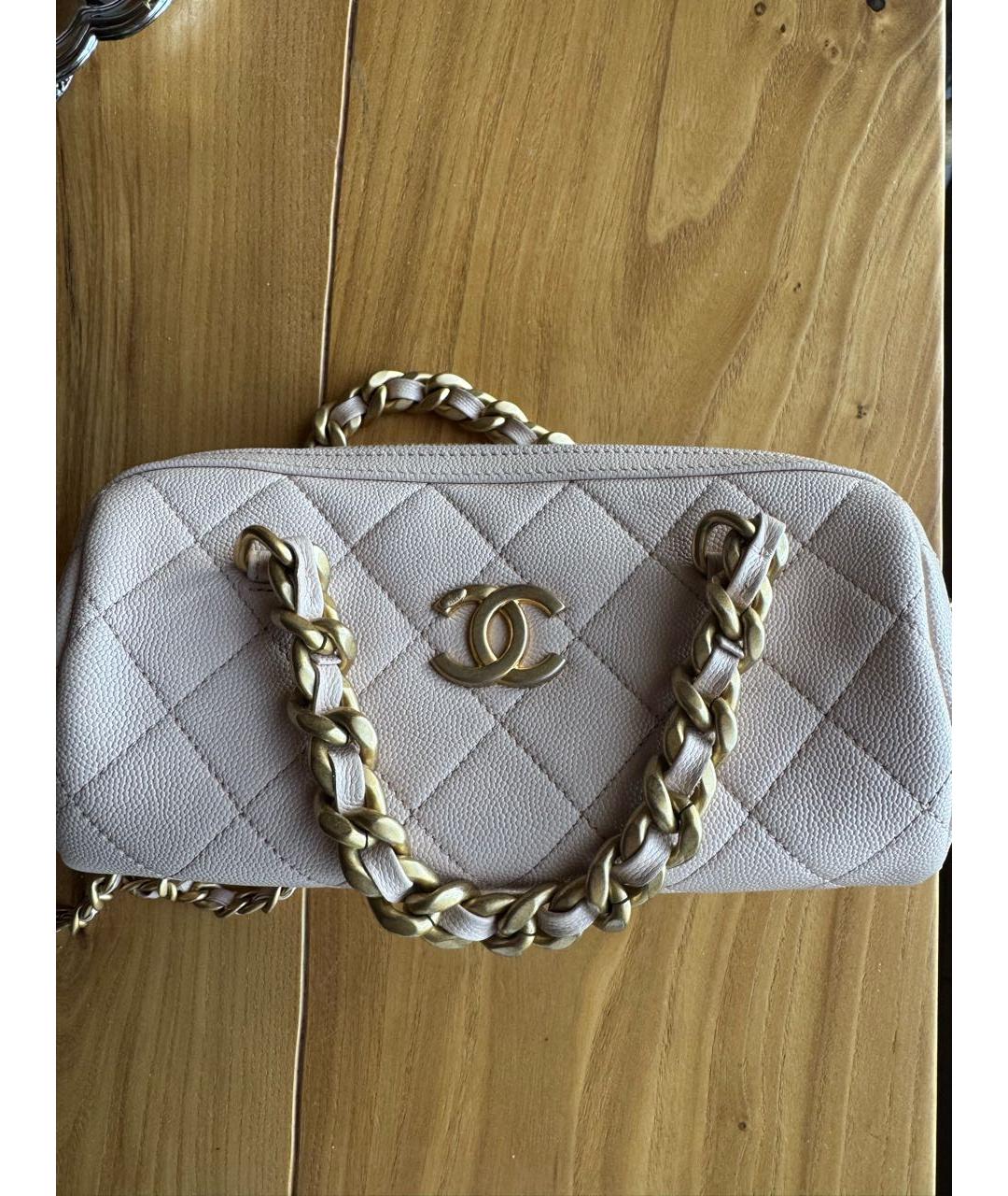 CHANEL Розовая кожаная сумка с короткими ручками, фото 9
