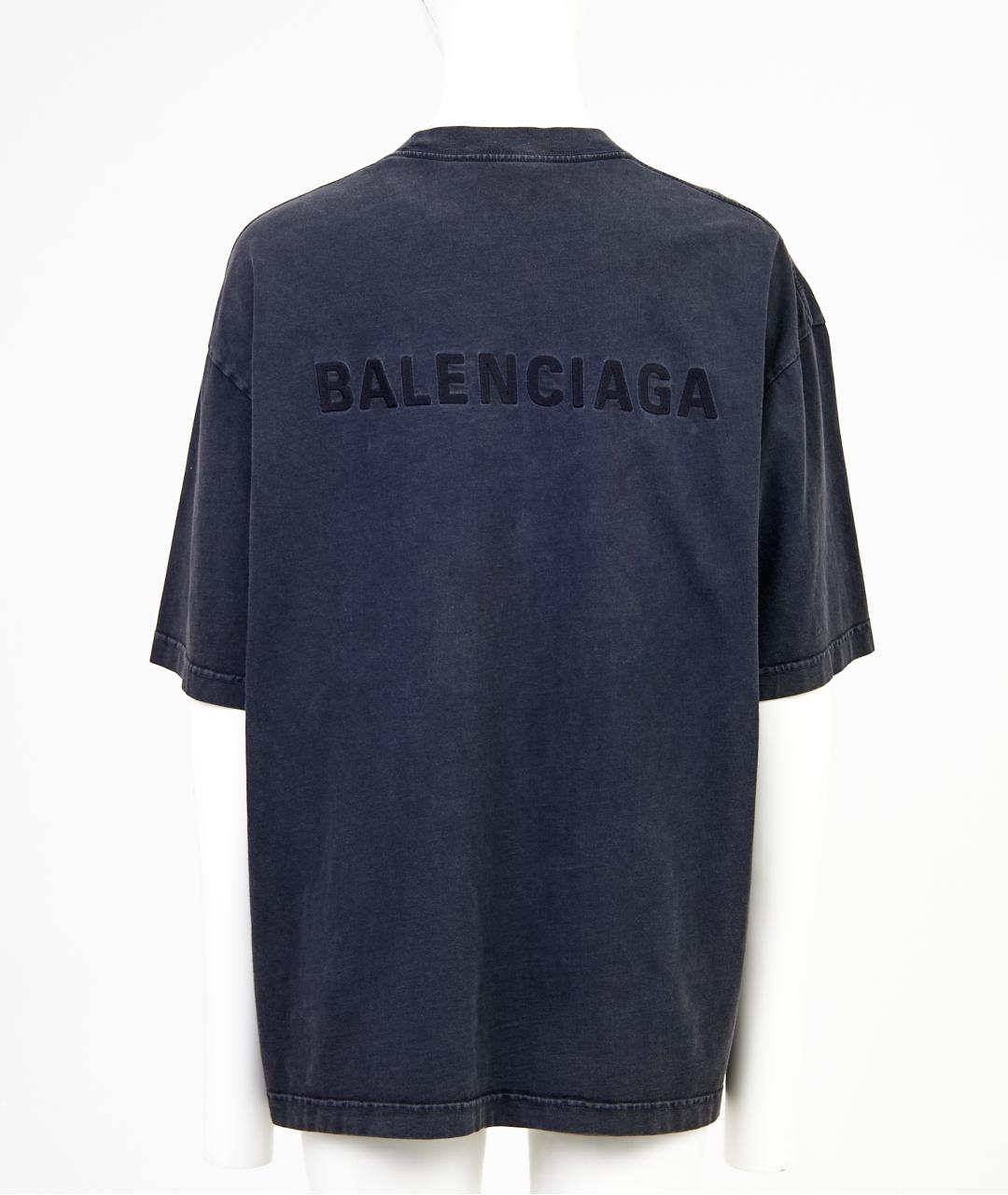 BALENCIAGA Синяя хлопковая футболка, фото 2