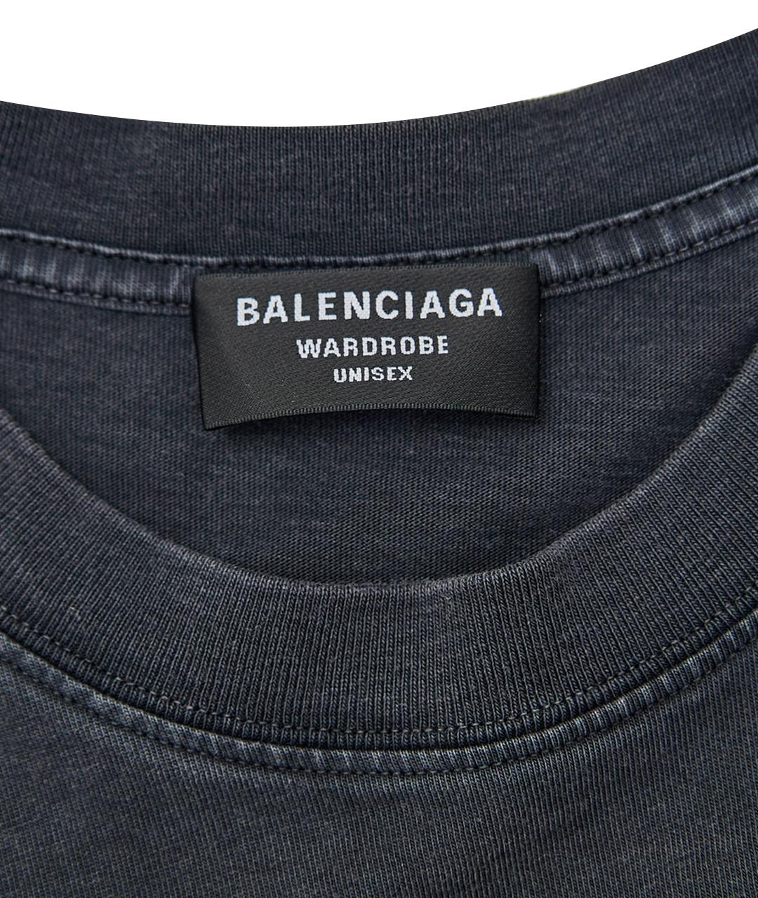 BALENCIAGA Синяя хлопковая футболка, фото 9
