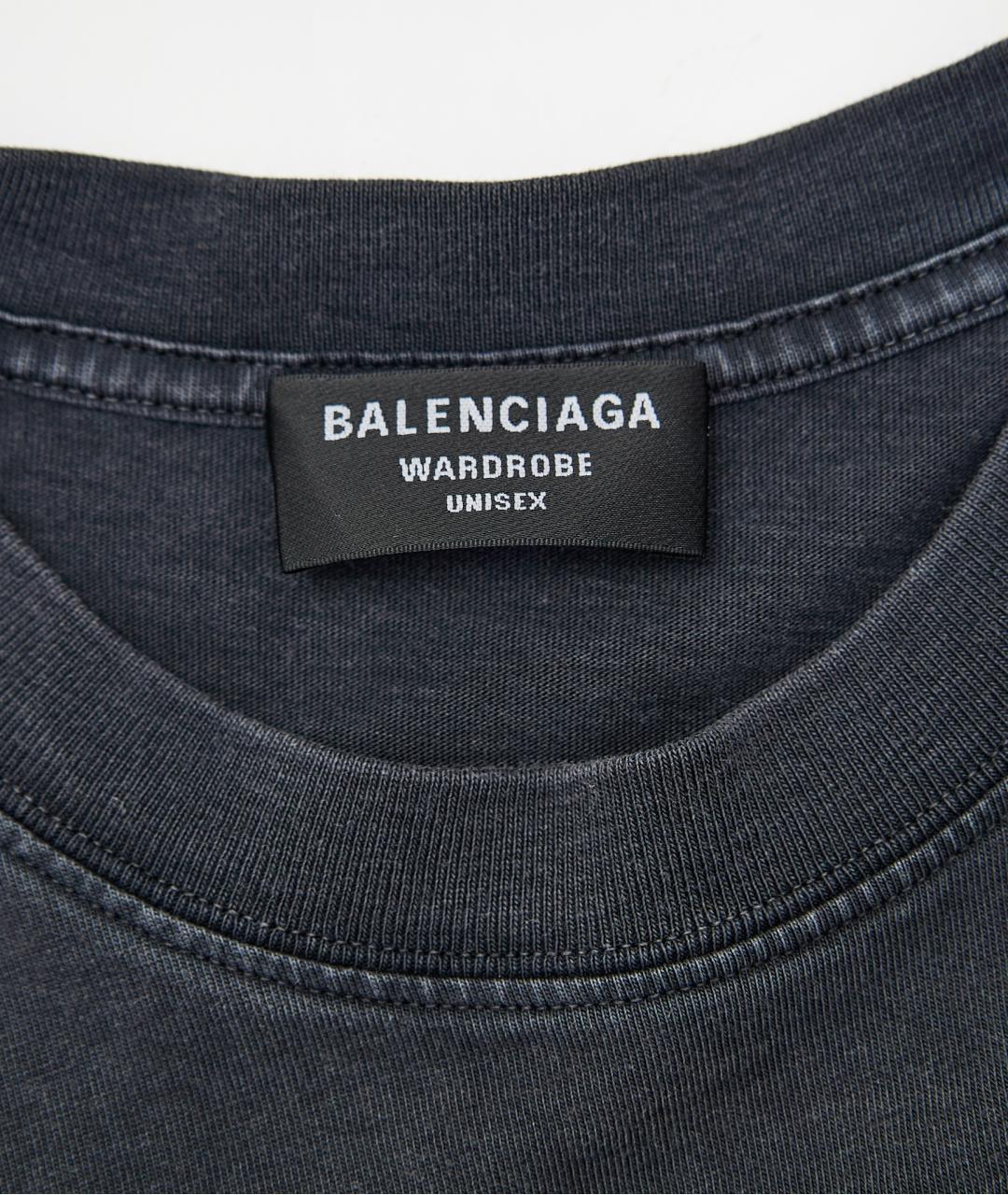 BALENCIAGA Синяя хлопковая футболка, фото 3
