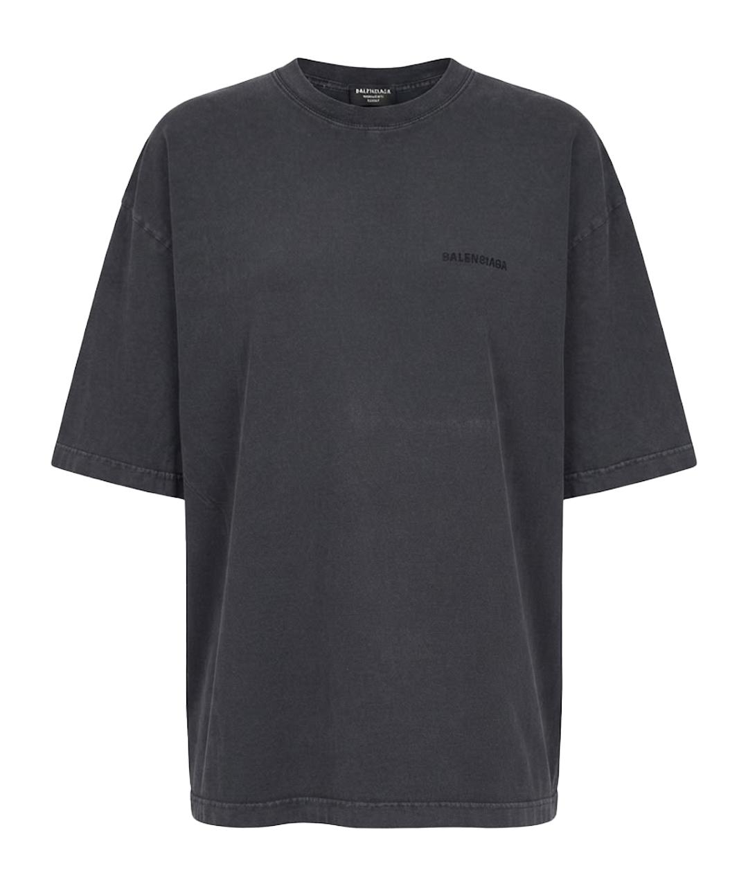 BALENCIAGA Синяя хлопковая футболка, фото 1