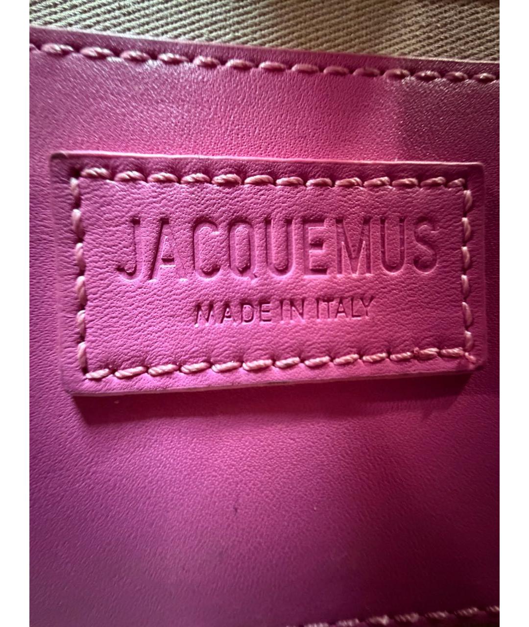 JACQUEMUS Розовая кожаная сумка с короткими ручками, фото 4