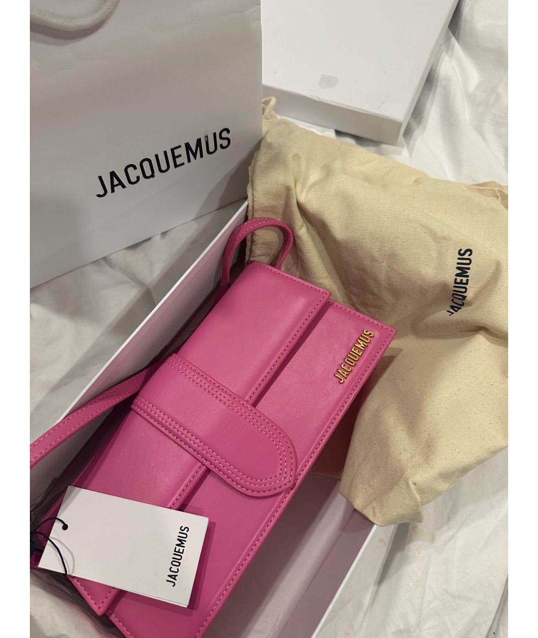 JACQUEMUS Розовая кожаная сумка с короткими ручками, фото 2