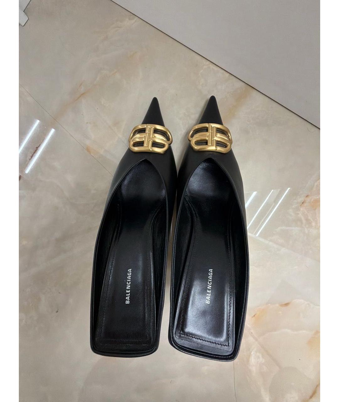 BALENCIAGA Черные кожаные мюли, фото 3
