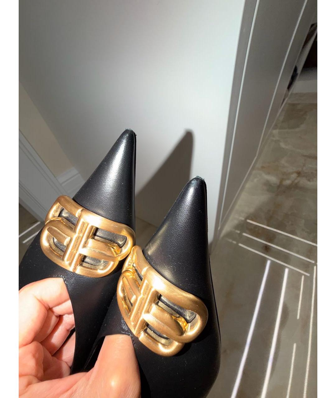 BALENCIAGA Черные кожаные мюли, фото 6