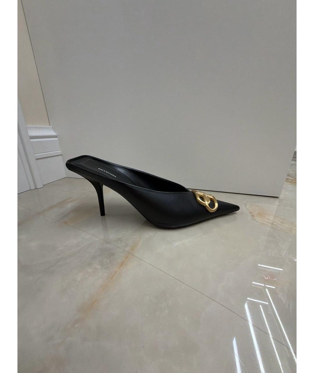 BALENCIAGA Черные кожаные мюли, фото 9