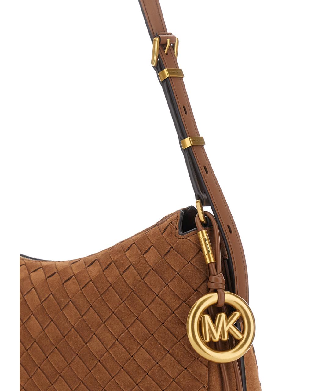 MICHAEL MICHAEL KORS Коричневая замшевая сумка через плечо, фото 3