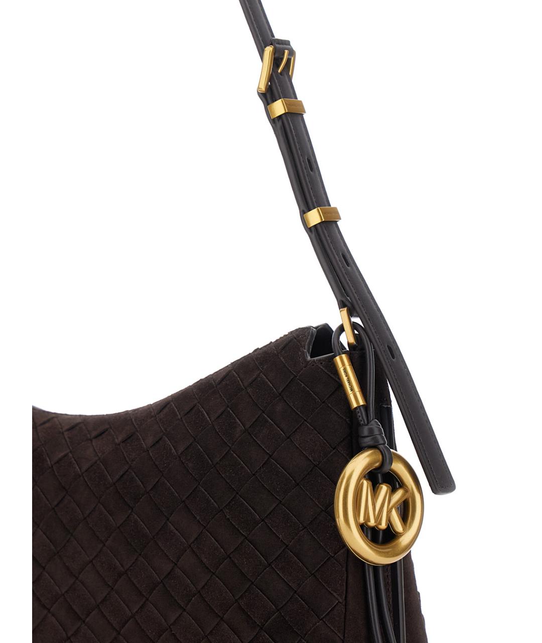 MICHAEL MICHAEL KORS Коричневая замшевая сумка через плечо, фото 3