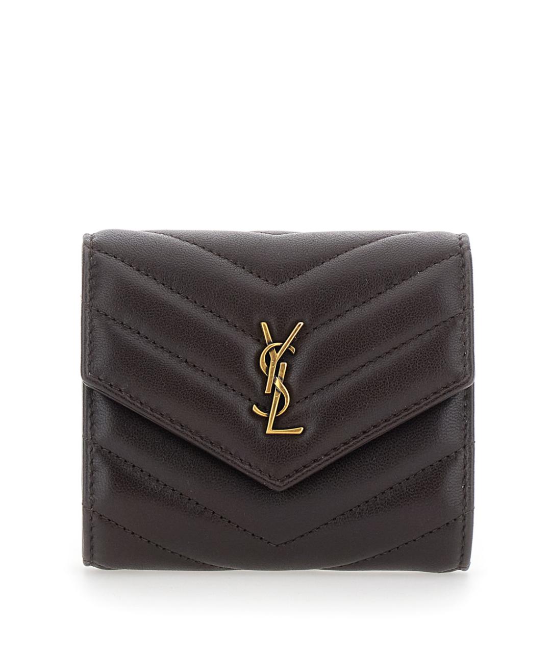 SAINT LAURENT Коричневый кожаный кошелек, фото 1