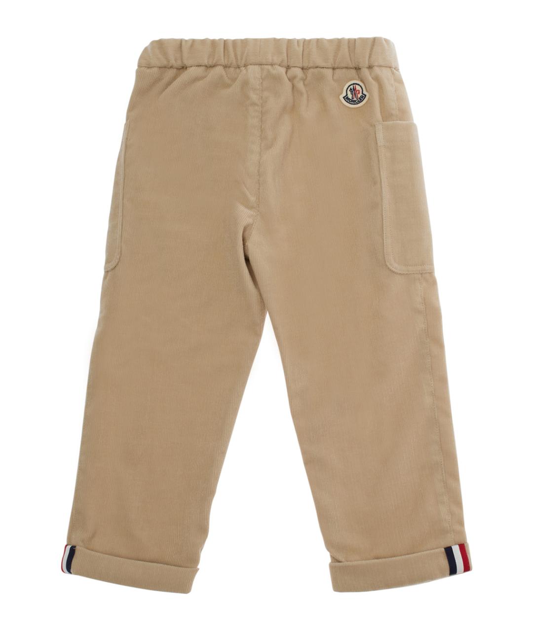 MONCLER KIDS Бежевые полиэстеровые брюки и шорты, фото 2