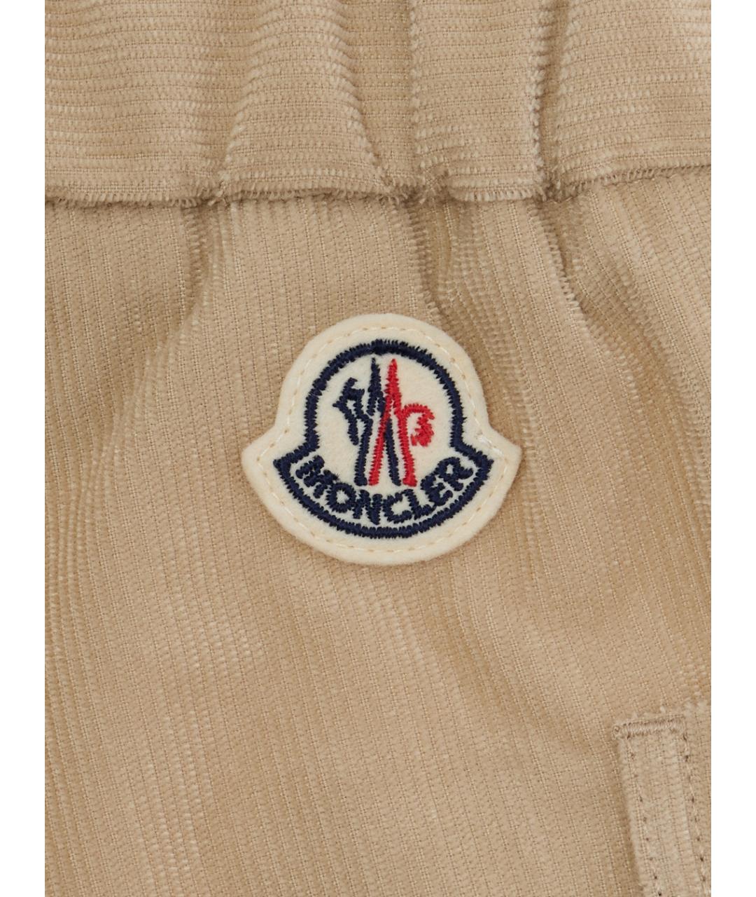 MONCLER KIDS Бежевые полиэстеровые брюки и шорты, фото 3