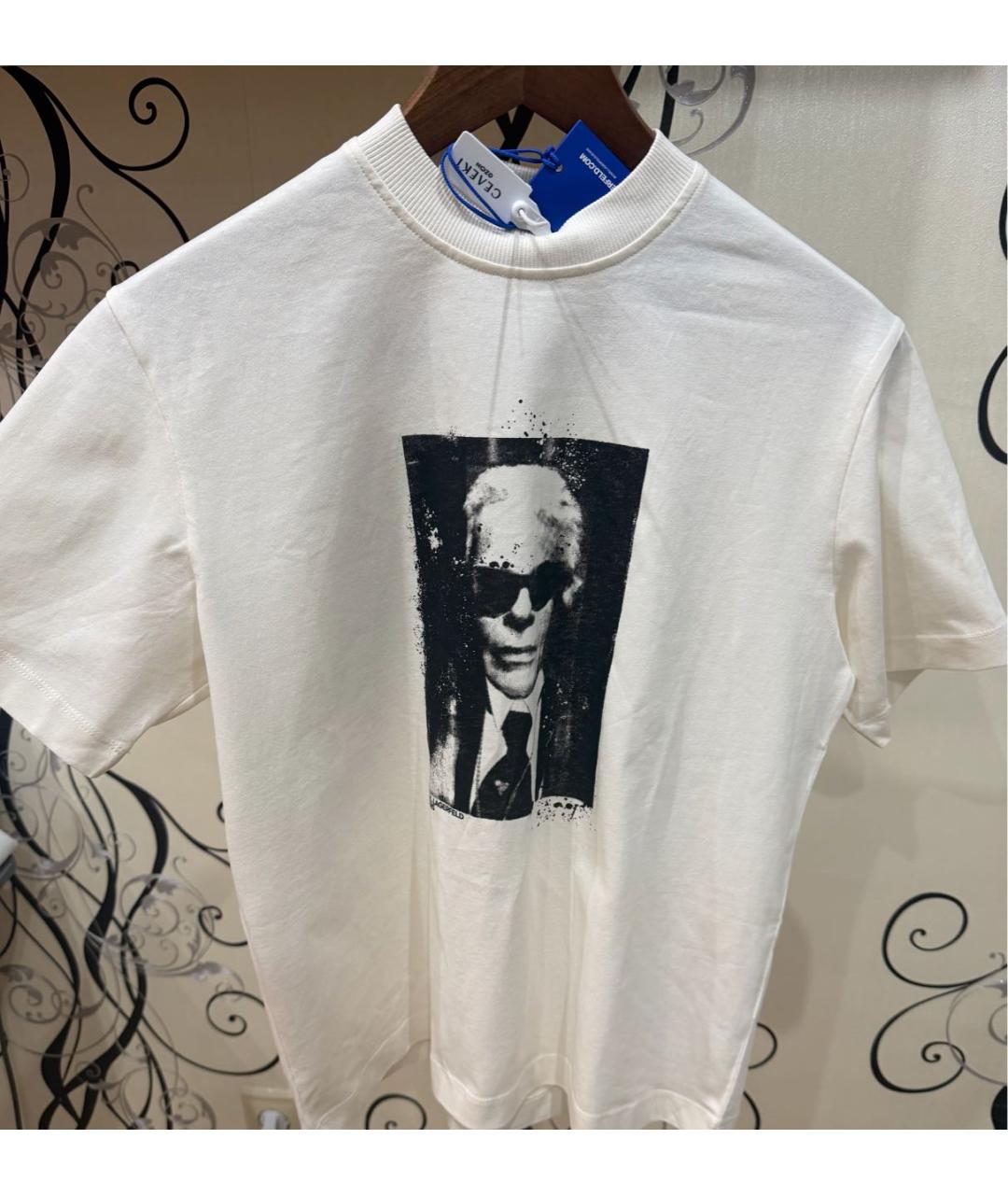 KARL LAGERFELD Белая хлопковая футболка, фото 8