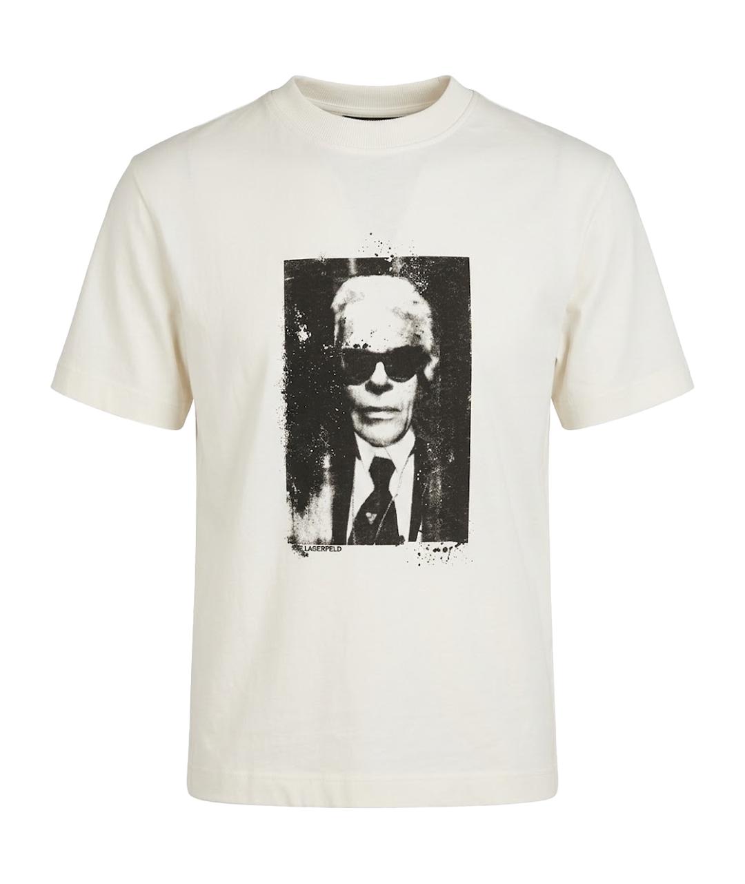 KARL LAGERFELD Белая хлопковая футболка, фото 1