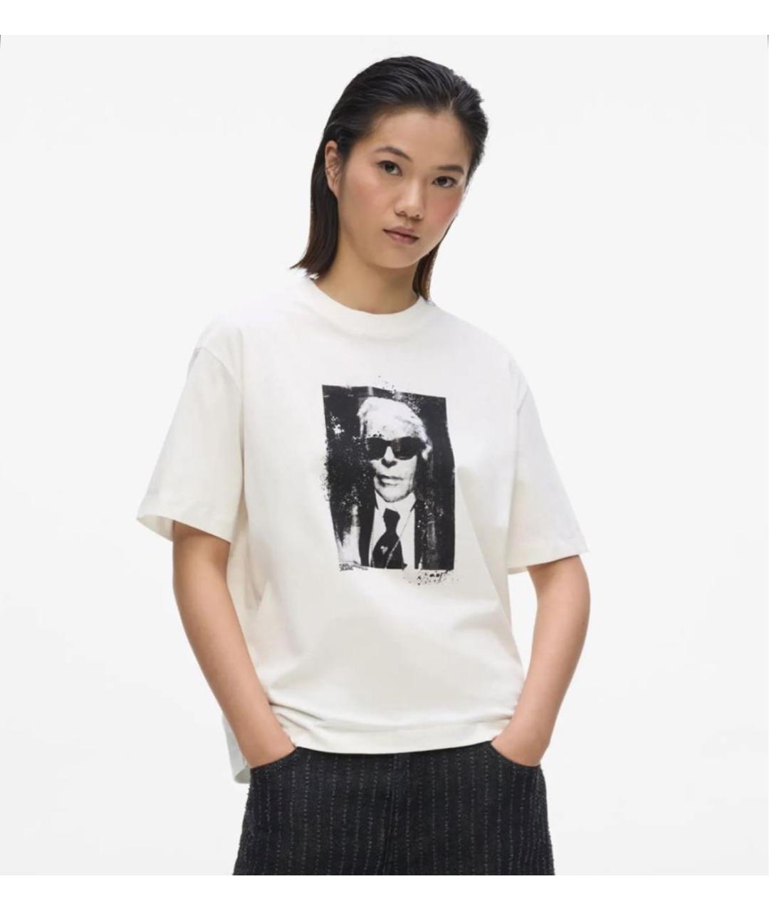 KARL LAGERFELD Белая хлопковая футболка, фото 4
