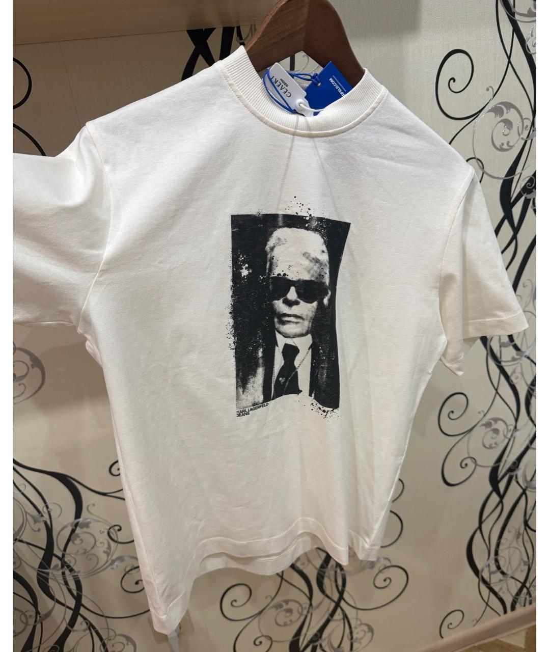 KARL LAGERFELD Белая хлопковая футболка, фото 7