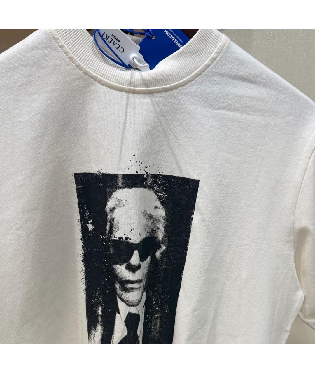 KARL LAGERFELD Белая хлопковая футболка, фото 3