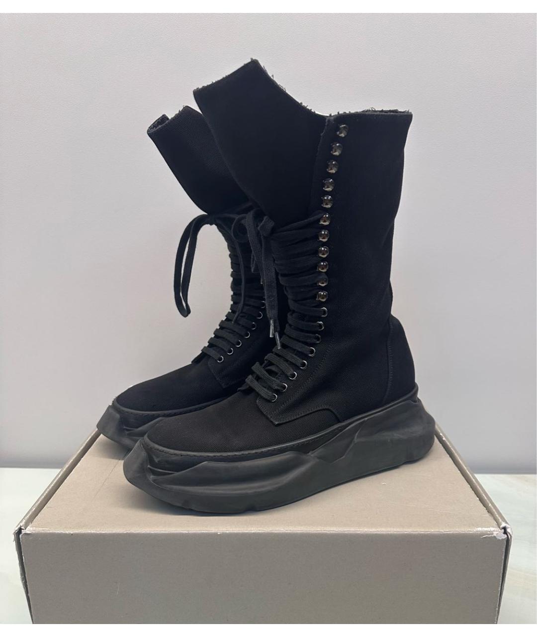 RICK OWENS DRKSHDW Черные текстильные высокие ботинки, фото 2