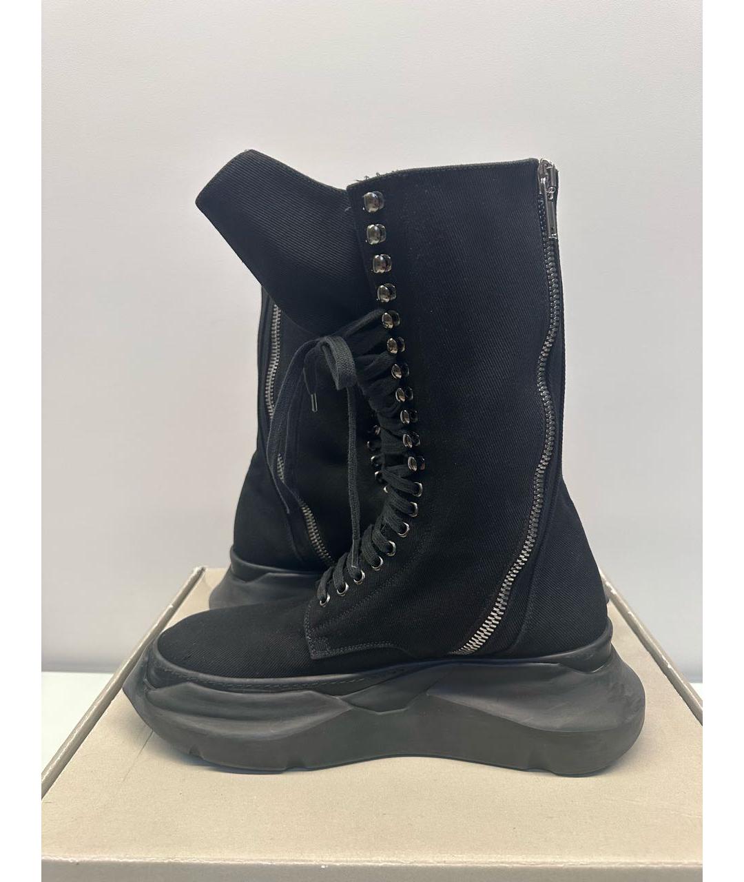 RICK OWENS DRKSHDW Черные текстильные высокие ботинки, фото 6