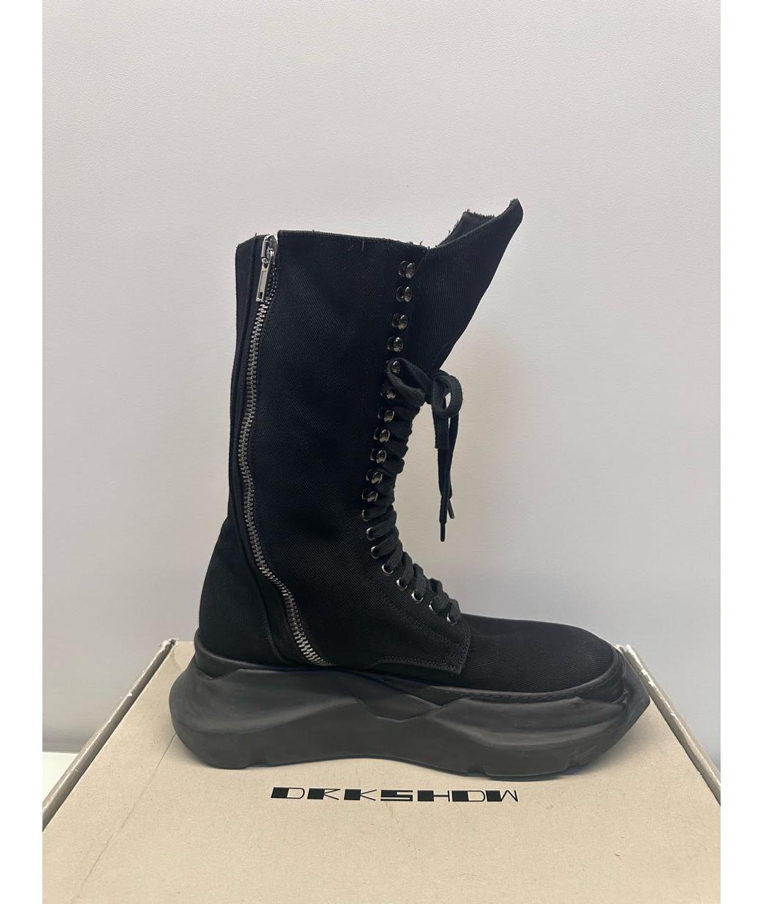 RICK OWENS DRKSHDW Черные текстильные высокие ботинки, фото 5